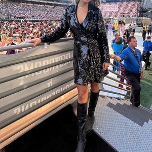 black sequin guess dress